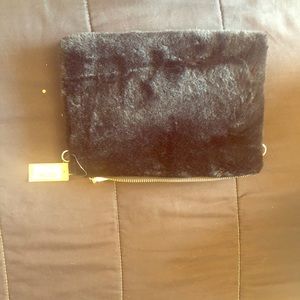 Simple Black Furry Clutch never used